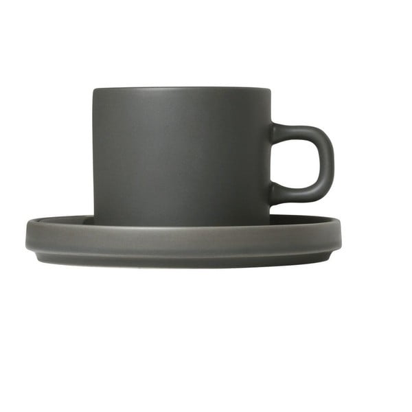 Set di 2 tazze da caffè in ceramica verde scuro con piattini , 200 ml Pilar - Blomus