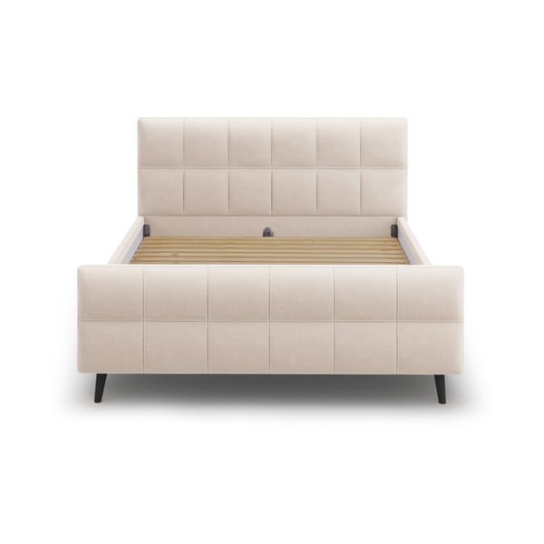 Letto matrimoniale imbottito beige con griglia 140x200 cm Gigi - Micadoni Home-image-1