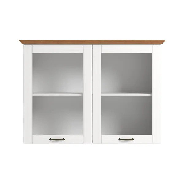 Vetrina bianca/color ambra in pino massiccio da appendere 105x80x35 cm Teramo – Støraa