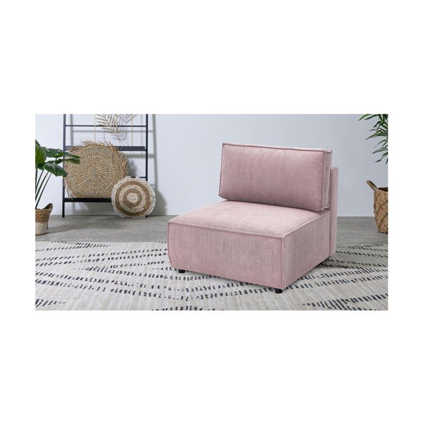 Modulo divano in velluto a coste rosa chiaro, pezzo centrale Nihad modular - Bobochic Paris-image-1