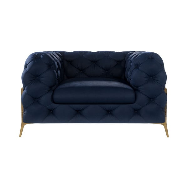 Poltrona blu scuro con rivestimento in velluto Chelsea Bis – Ropez-image-2