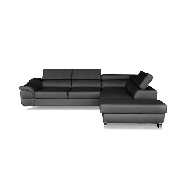 Tmavě šedá rohová rozkládací pohovka Windsor & Co. Sofas Omnikron, pravý roh