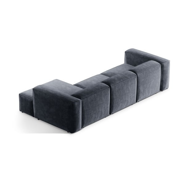 Divano angolare blu polveroso (con penisola a destra/con chaise lounge) con rivestimento in velluto a coste Bergamo – Cosmopolitan Design-image-4