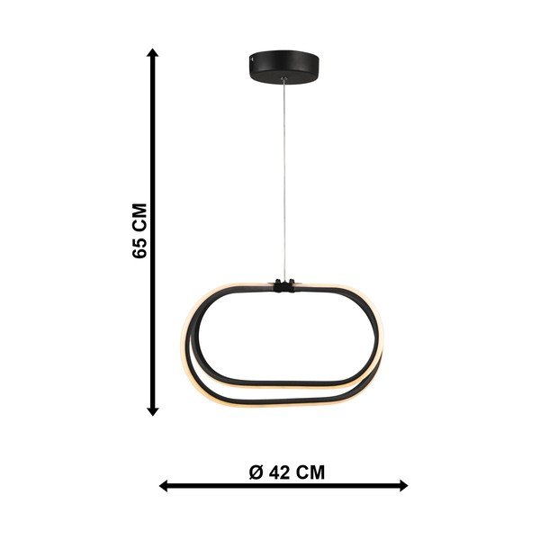 Lampadario LED nero in metallo ø 42 cm Loca – Squid Lighting-image-3