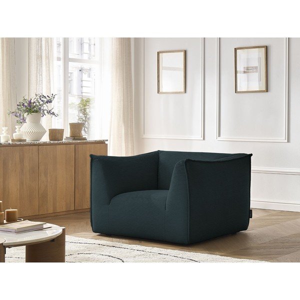 Poltrona blu scuro con rivestimento in velluto a coste Giorgia – Bobochic Paris-image-1