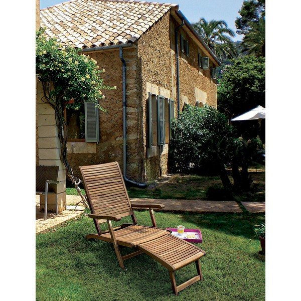 Sdraio da giardino di colore naturale in legno massiccio regolabile Noemi – Bizzotto-image-1