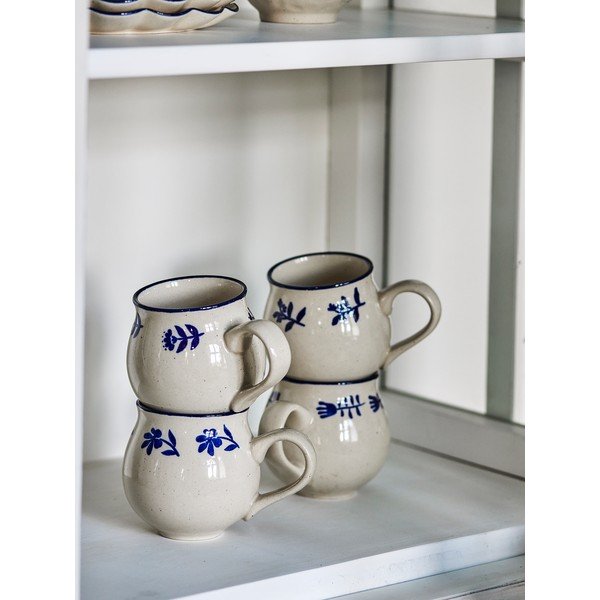 Tazzine in set blu/color crema in gres 4 pz Eimy – Bloomingville-image-1