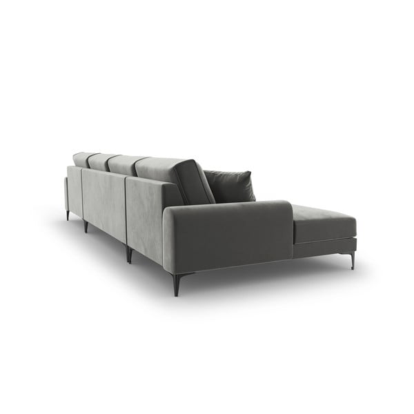 Divano a U in velluto grigio chiaro Madara - Mazzini Sofas-image-3