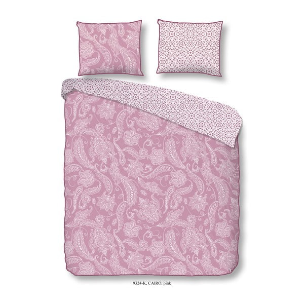 Lenzuola rosa in cotone sateen per letto matrimoniale Cairo Pink, 200 x 200 cm - Descanso