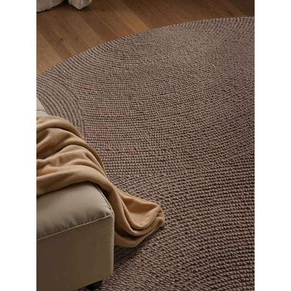 Tappeto rotondo grigio tortora in lana tessuto a mano ø 120 cm Eleni Taupe – Hanse Home-image-3