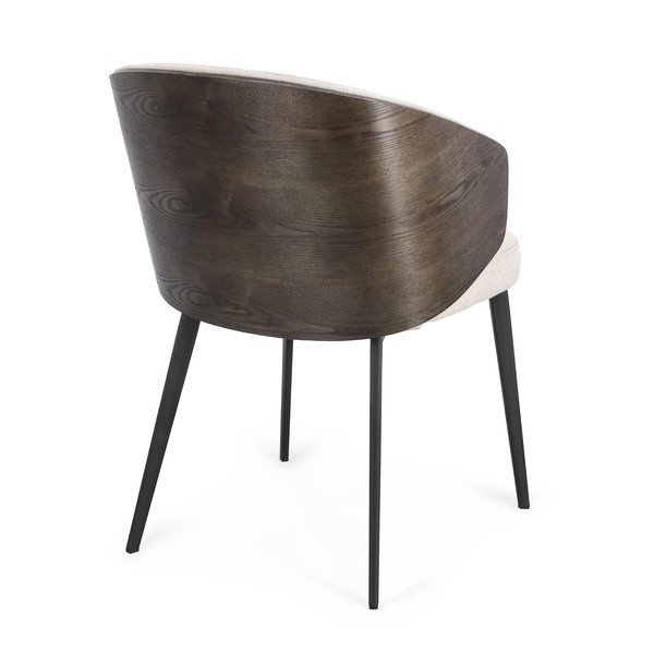 Sedia da pranzo beige imbottito con braccioli Kinsley – Bizzotto-image-3