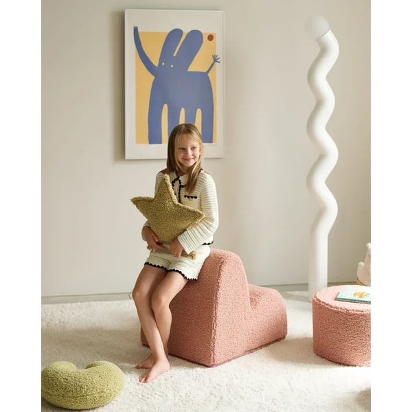Cuscino per divano da bambini verde con rivestimento in bouclé Star – Wigiwama-image-1