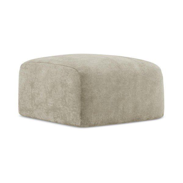 Poggiapiedi beige con rivestimento in ciniglia Leila – Makamii-image-3