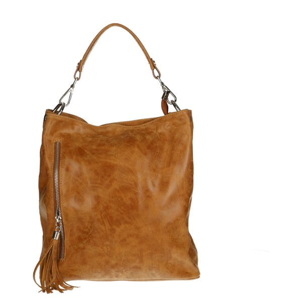 Borsa Pendella in pelle marrone cognac - Chicca Borse