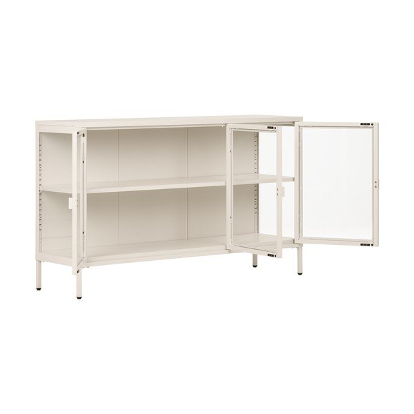 Vetrina color crema in acciaio 140x85x40 cm Brisbane – House Nordic-image-3