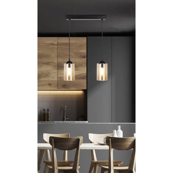 Lampada a sospensione nera con paralume in vetro 10x34 cm Bistro - Candellux Lighting-image-1