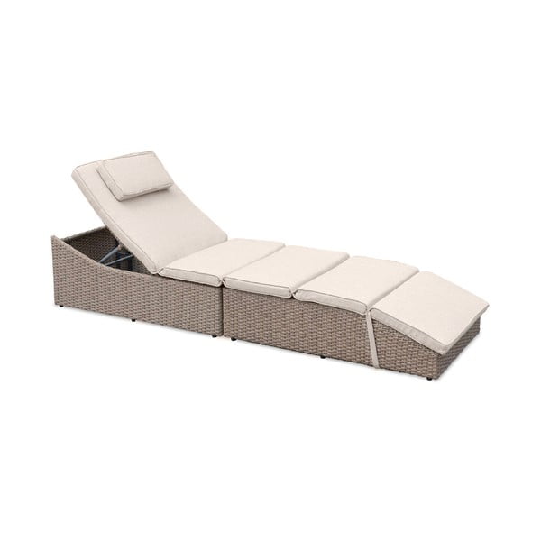 Lettino da giardino in rattan bianco/beige Akland - Bonami Selection-image-2