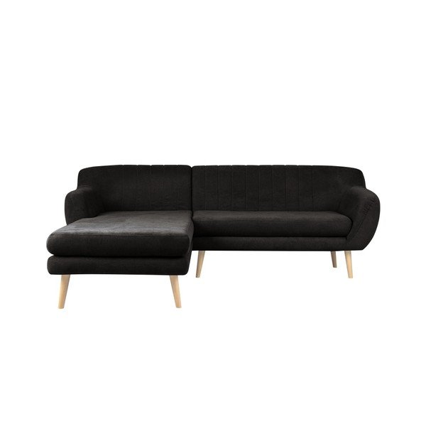 Divano nero con lettino sul lato sinistro Sardaigne - Mazzini Sofas