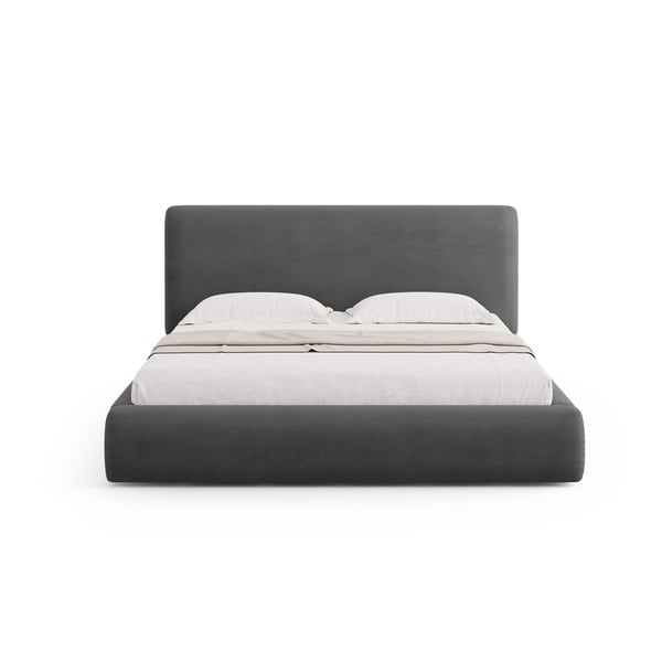 Letto matrimoniale imbottito grigio scuro con contenitore e doghe 140x200 cm Colonel - Cosmopolitan Design-image-3