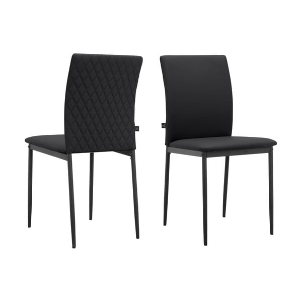 Set di sedie da pranzo in similpelle nere 2 pz Pavia - Støraa-image-3