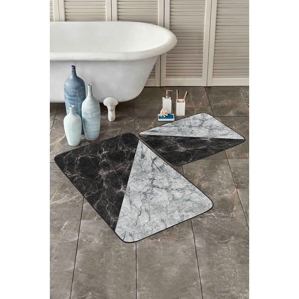 Tappetini da bagno bianchi e neri in set da 2 pezzi 60x100 cm - Mila Home-image-3