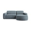 Divano angolare blu polveroso (con penisola a destra/con chaise lounge) con rivestimento in ciniglia Omao – Makamii