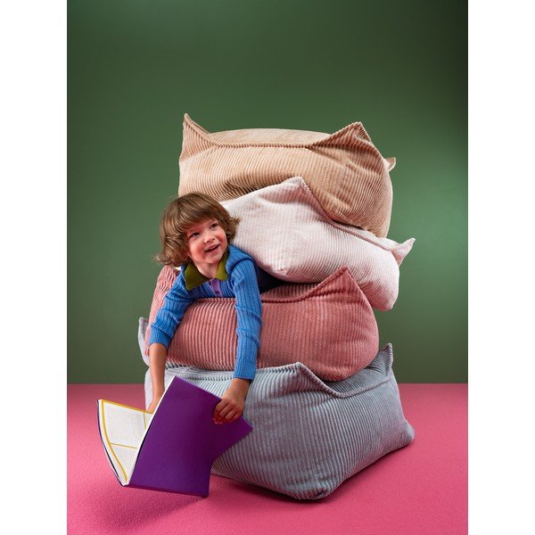 Pouf a sacco per bambini blu con rivestimento in velluto a coste Square – Wigiwama-image-3