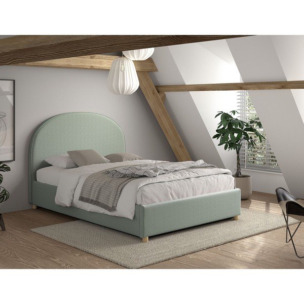 Letto matrimoniale imbottito verde con contenitore con rete inclusa 140x200 cm Moon – Vipack-image-2