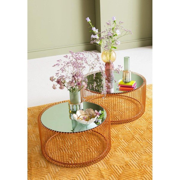 Set di tavolini da salotto rotondi color rame 2 pz ø 69,5 cm Wire Big – Kare Design-image-1