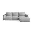 Divano angolare grigio chiaro allungabile (con penisola a destra/con chaise lounge) con rivestimento in ciniglia Leila – Makamii
