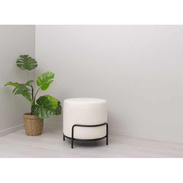 Sgabello in tessuto bouclé bianco Carl - Tenzo-image-1