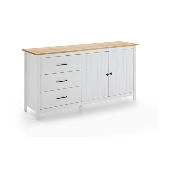 Cassettiera bassa bianca in legno di pino 150x80 cm Miranda - Marckeric-image-2