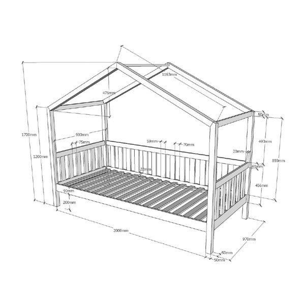 Letto di casa in legno di pino, 90 x 200 cm Dallas - Vipack-image-2