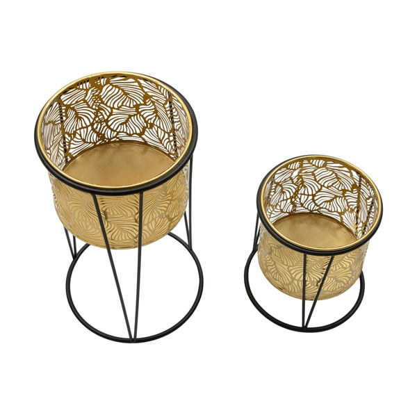 Set di 2 portavasi in oro, altezza 40 cm Leavy - Mauro Ferretti-image-3