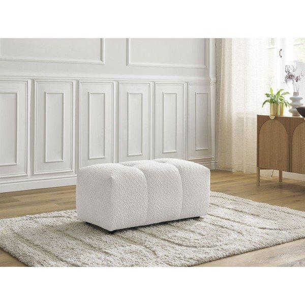 Poggiapiedi bianco con rivestimento in bouclé Roxelane – Bobochic Paris-image-1