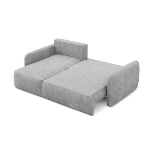 Divano angolare grigio chiaro allungabile/con contenitore (con penisola a sinistra/con chaise lounge) con rivestimento in ciniglia Lilo – Makamii-image-4