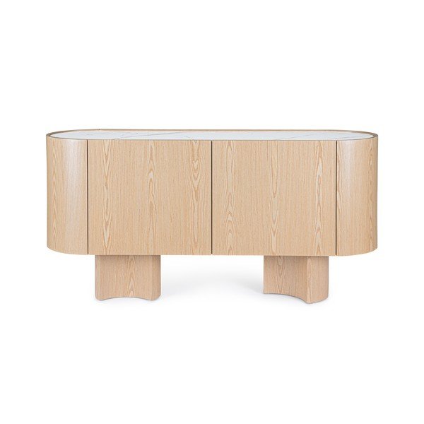 Credenza colore naturale chiaro con effetto rovere 160x80,5x45,5 cm Otilia – Bizzotto-image-1