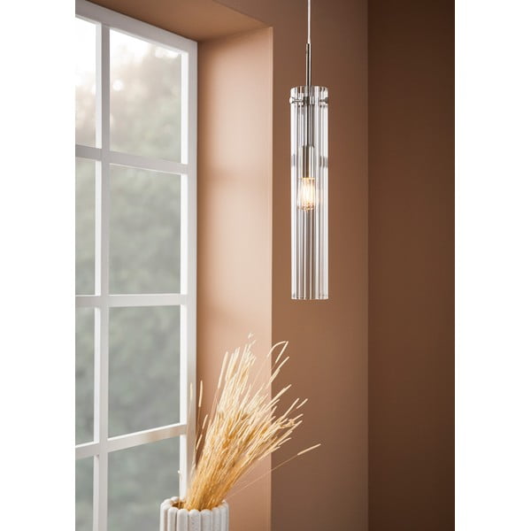 Lampadario argentato con paralume in vetro Tubo – Markslöjd-image-1