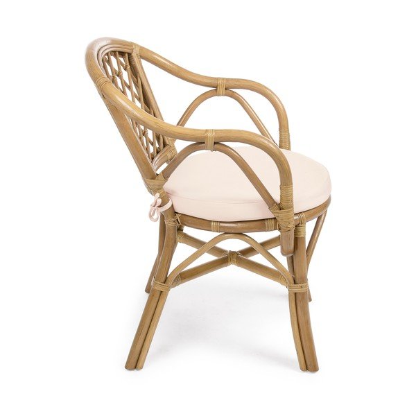 Sedia da esterno di colore naturale in legno massiccio/in rattan Athina – Bizzotto-image-3