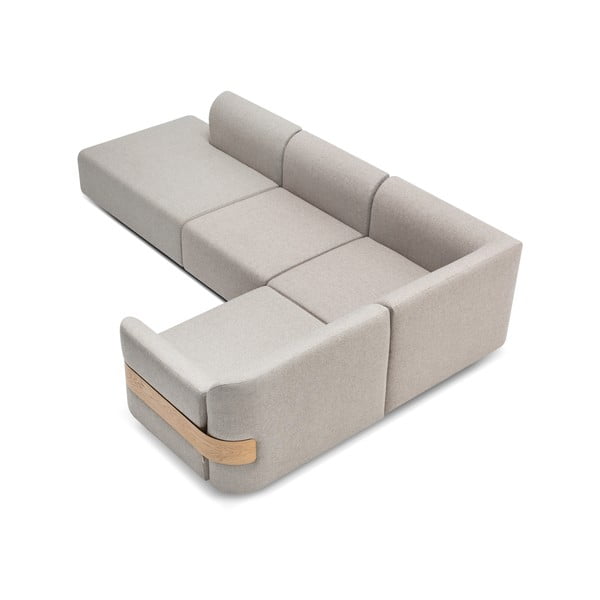 Modulo divano grigio chiaro (variabile) in misto lana e lino Hugg - Gazzda-image-2