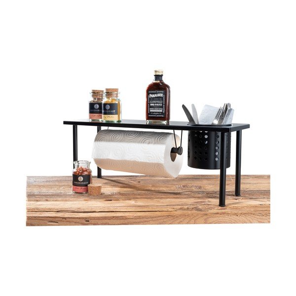 Mensola da cucina nera con portarotolo Blanco Black Outdoor Kitchen Blanco - Wenko-image-1