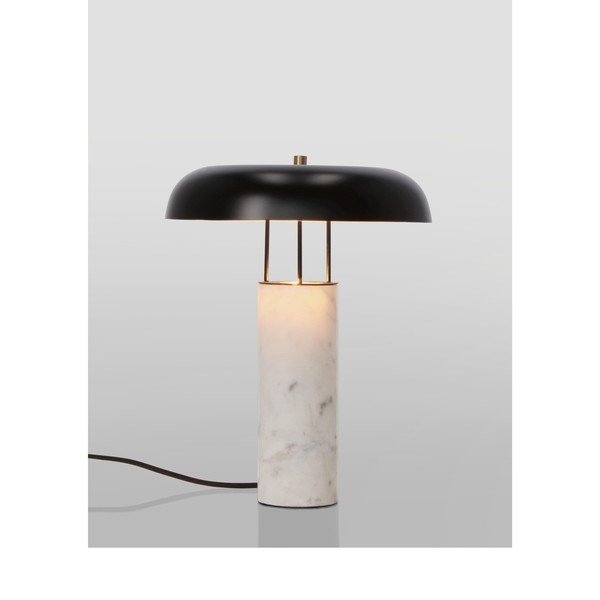 Lampada da tavolo bianca e nera in marmo con paralume in metallo (altezza totale 33 cm) Kaithal – Bizzotto-image-2