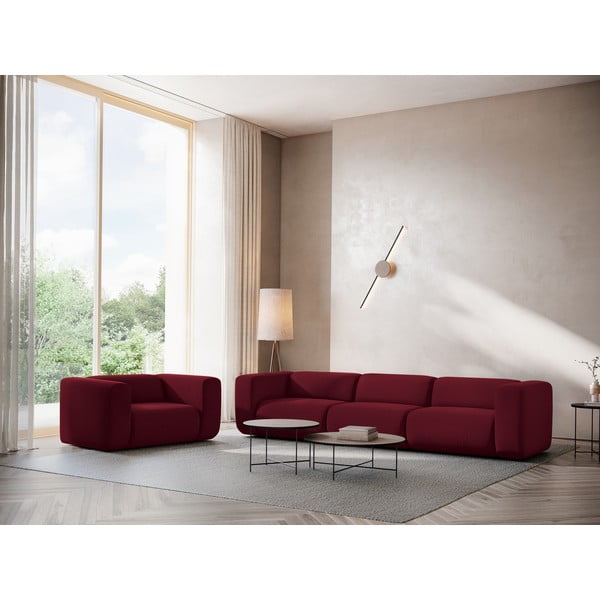 Divano burgundy con rivestimento in velluto 319 cm Ekahi – Makamii-image-1