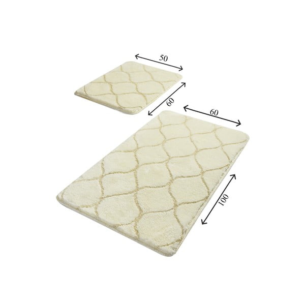 Set di 2 tappeti da bagno rettangolari beige Wave - Foutastic-image-2