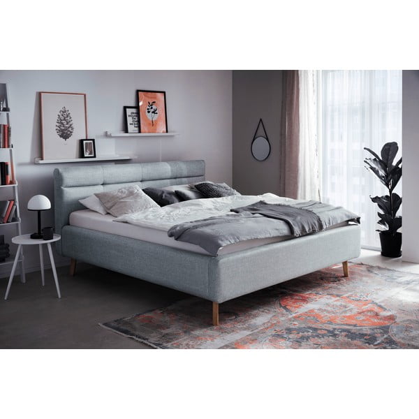 Letto matrimoniale imbottito blu polveroso con contenitore con rete inclusa 180x200 cm Lotte – Meise Möbel-image-1