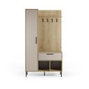 Set da ingresso effetto rovere con decoro crema-naturale 108x195x35 cm Heidy - Marckeric