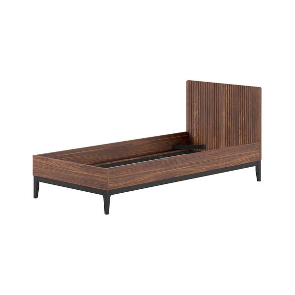 Letto singolo colore naturale scuro con effetto noce in truciolato rete non inclusa 90x200 cm Ilyas – Vipack