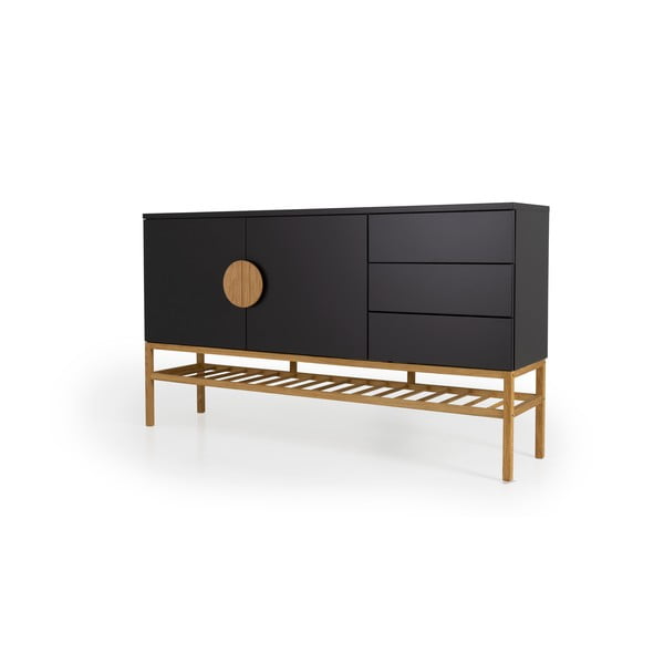 Credenza nera con gambe in legno di quercia Scoop - Tenzo-image-2