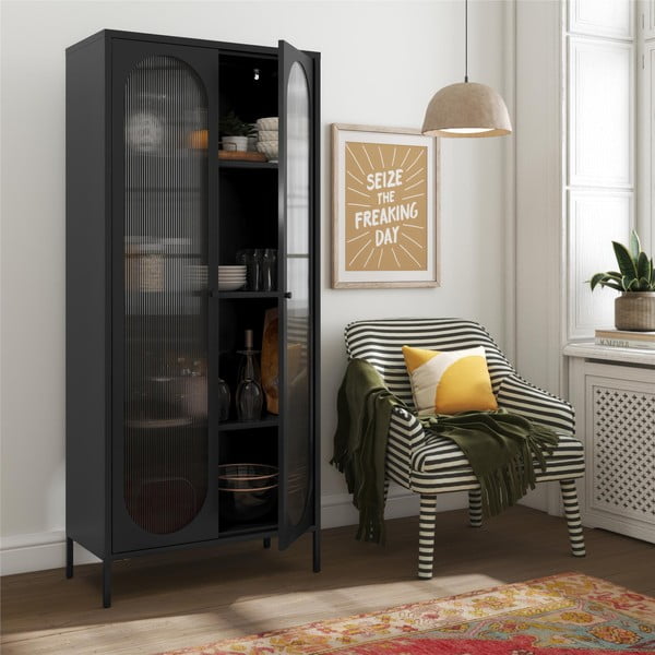 Vetrina in metallo nero 80x186x40 cm Luna - Støraa-image-1