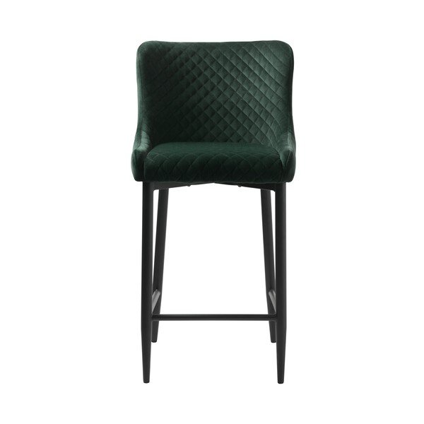 Sgabello da bar in velluto verde (altezza seduta 77 cm) Ottowa - Unique Furniture-image-1